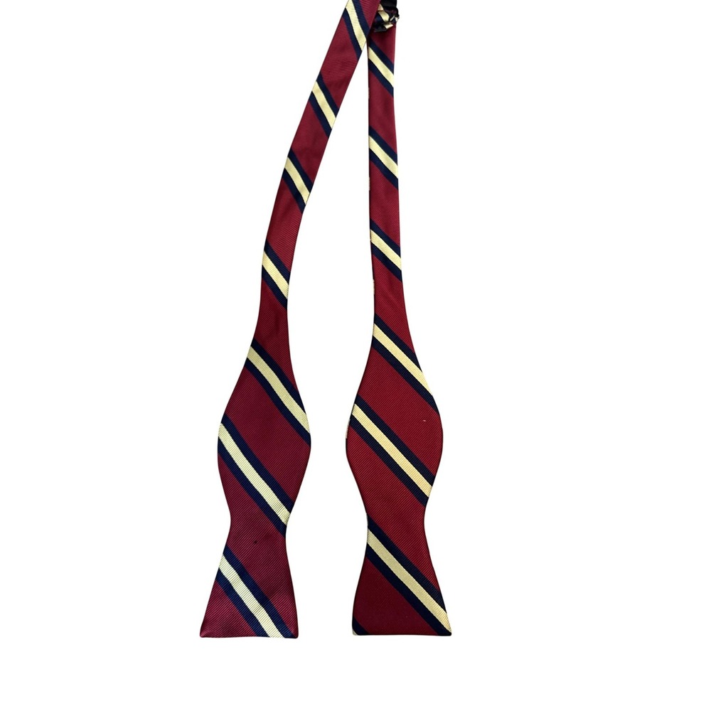 Bruno Piattelli Bow Tie Mens‎ One Size Red Silk Striped Twill Adjustable Classic